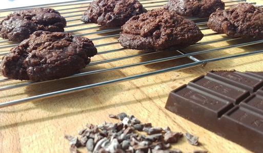 chocolate climax cookies on rack